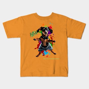 Yo! Cute Dachshund In Shorts 90’s Hip Hop Dance Theme Kids T-Shirt